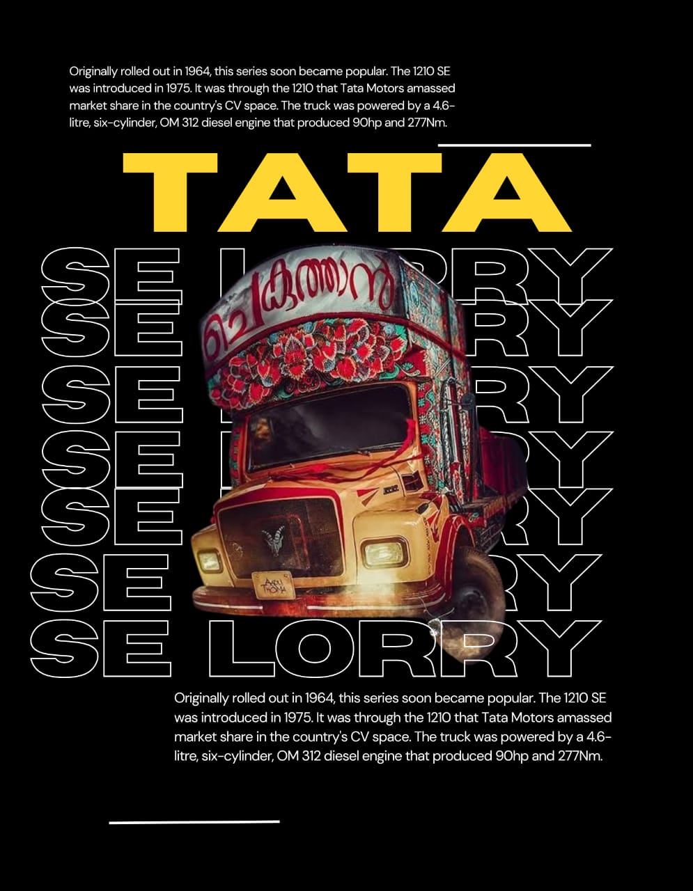 tata se lorry baced black colour oversized tshirt
