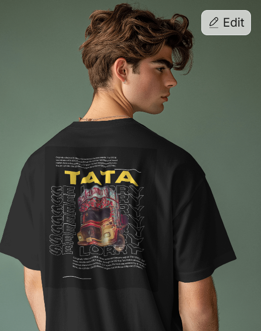 tata se lorry baced black colour oversized tshirt